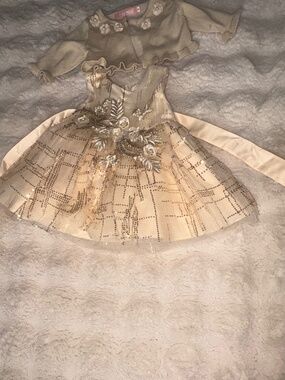 Pink Butterfly tulle dress and sweater baby girl